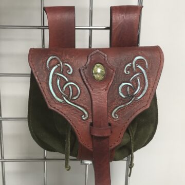 Celtic style leather belt bag